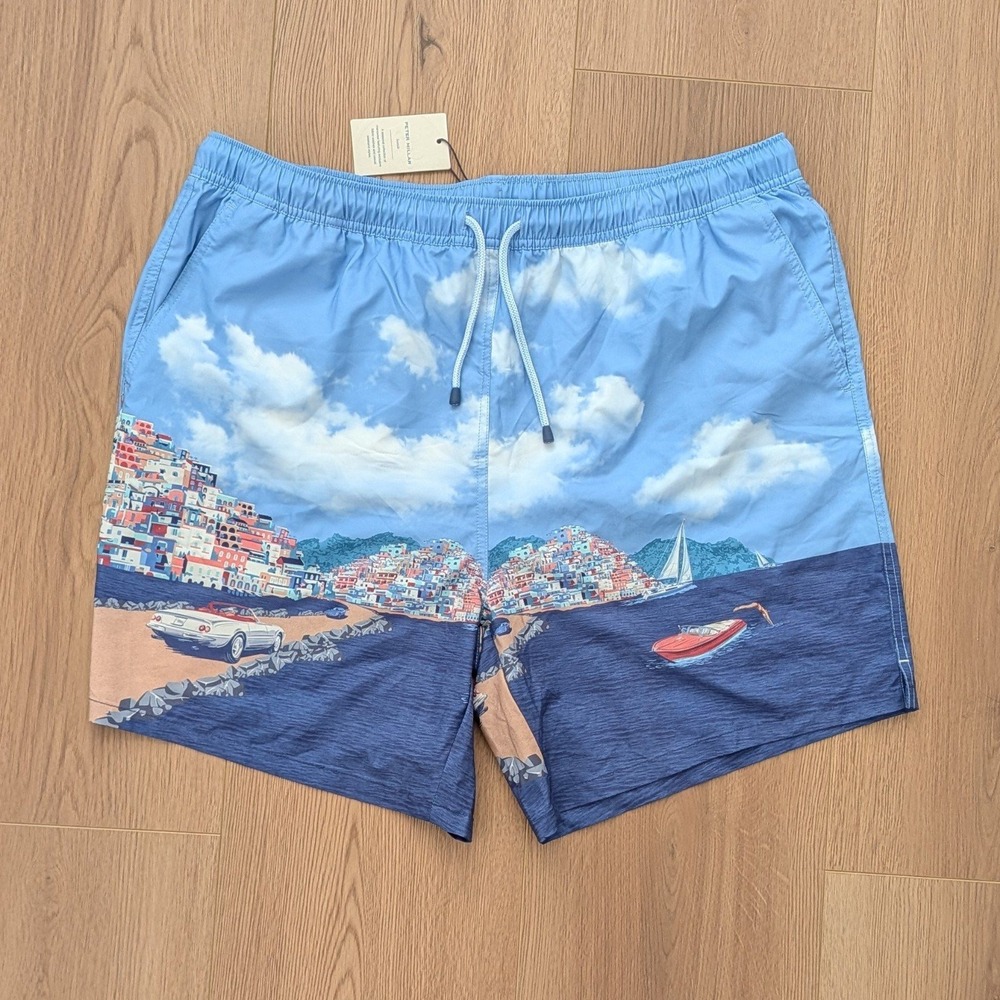 New Peter Millar Men's Seaside Road to Riviera Swim Trunks Shorts XL